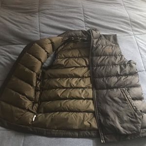 The North Face black and olive down vest